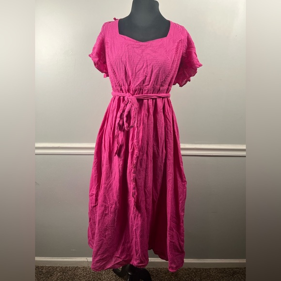 Seraphine Maternity Cotton Broderie Maternity and Nursing Dress pink size 12 - Picture 3 of 9